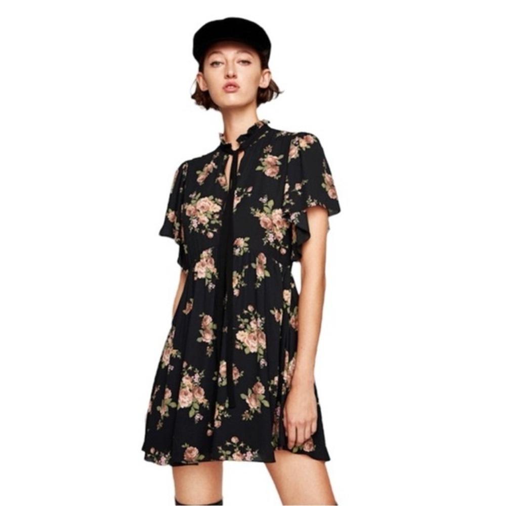 Zara Floral Black Dress